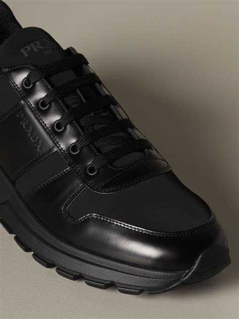 leather and technical fabric sneakers prada|prada leather sneakers for men.